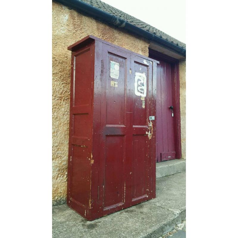 Vintage Factory Industrial Pitch Pine Cupboard Unit Interior Design Loft Props