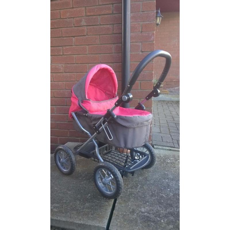 Girls Dolls Pram and 3 wheel buggy