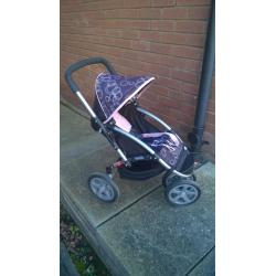 Girls Dolls Pram and 3 wheel buggy