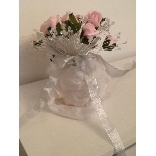 Swarovski Elements Crystal & Rose Fall Cascade Wedding Bouquet.