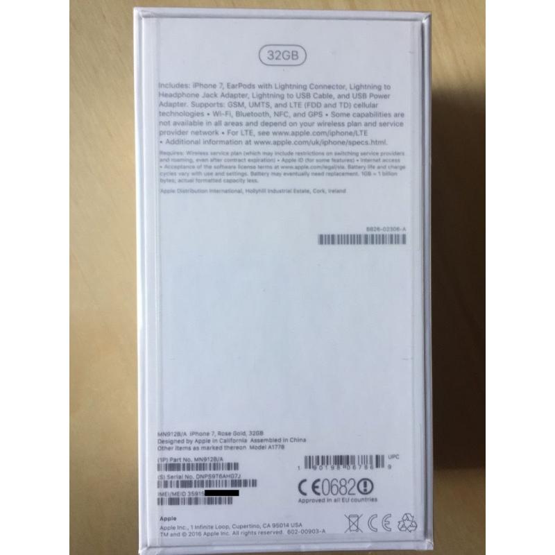 iPhone 7 32GB UNLOCKED, Rose Gold