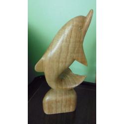 Large wooden dolphin ornament