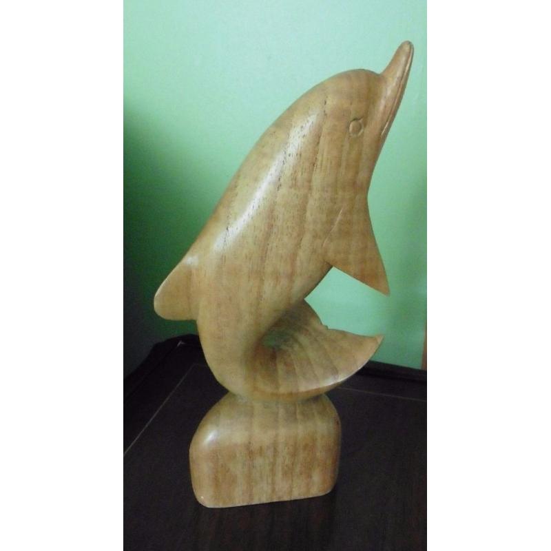 Large wooden dolphin ornament