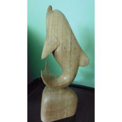 Large wooden dolphin ornament