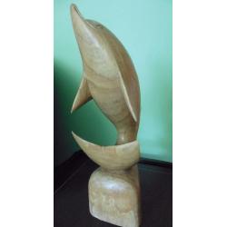 Large wooden dolphin ornament