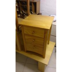 Small Three-Drawer Pine Bedside Table in Great Condition