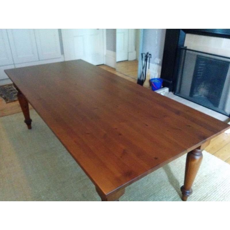Extra-Large Italian solid pine 8-10 person dining table with Tuscan Chestnut finish