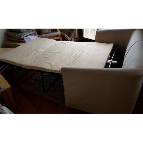 Sofa Bed - small double size, cream fabric