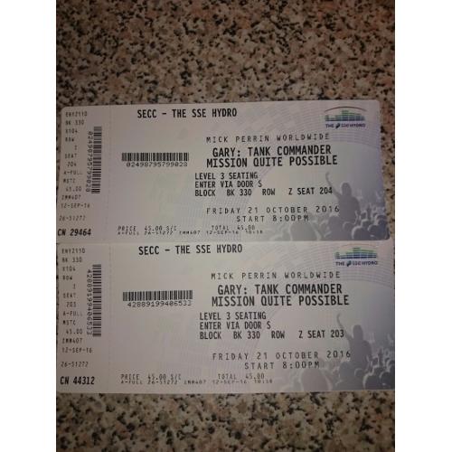2 x Gary Tank Commander tickets