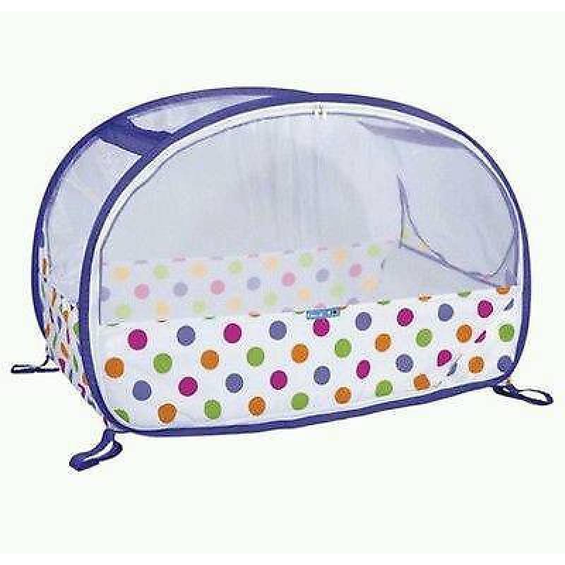 Koo-Di Pop Up Baby Travel Bubble Cot Purple Polka Dot For Babies 6-18 Months