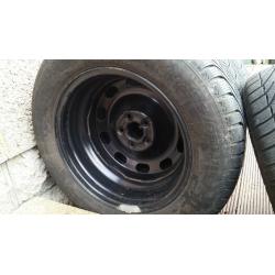 4 x 15 inch BF Goodrich winter snow tyres 195/65/15 on new VW Golf Mk4 rims