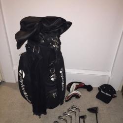 Taylor made clubs ,bag , hat and Wilson irons .
