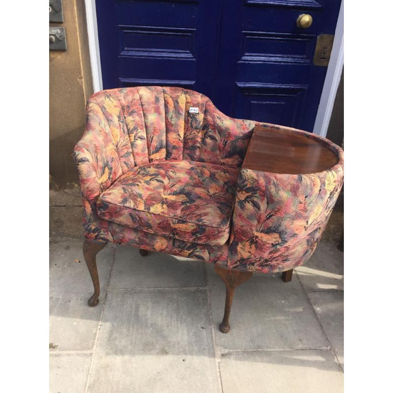 Retro upholstered telephone seat/table . Size L 38in D 24in H 33in. Free local delivery.