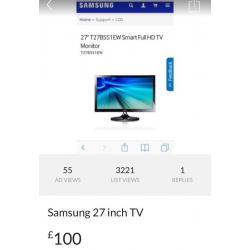 Samsung 27 inch TV - 2 years old