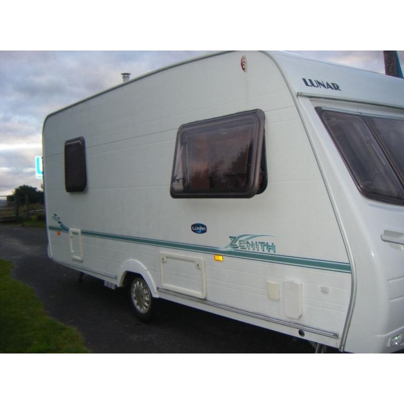 2003 Lunar Zenith 4 Berth Caravan with Porch Awning.