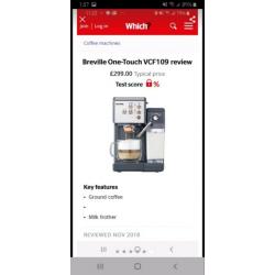 New BREVILLE One-Touch Coffee Machine VCF109 smeg krups Nescaf Dolce