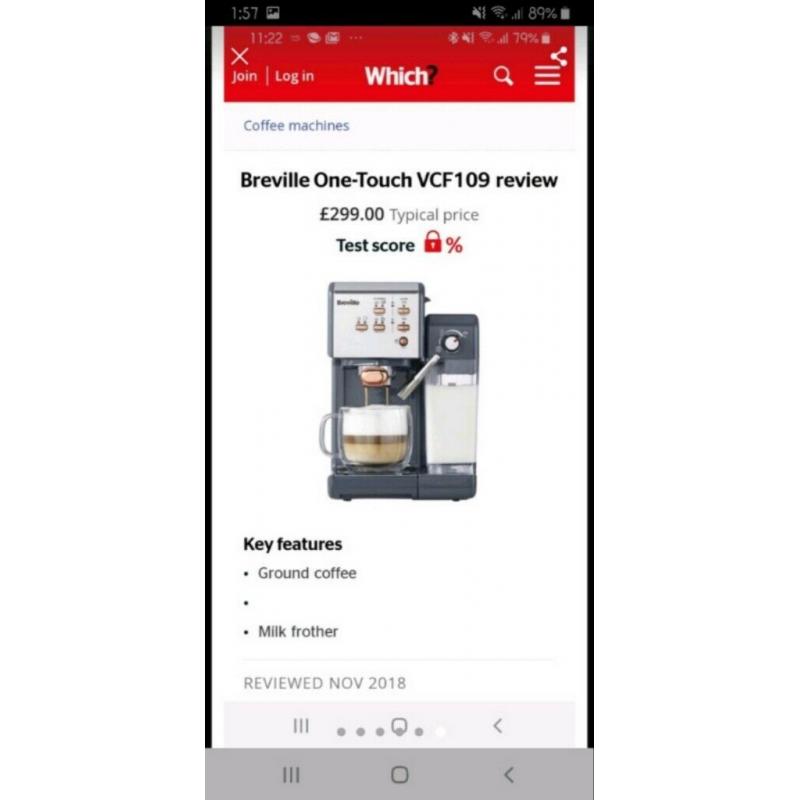 New BREVILLE One-Touch Coffee Machine VCF109 smeg krups Nescaf Dolce
