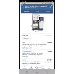 New BREVILLE One-Touch Coffee Machine VCF109 smeg krups Nescaf Dolce