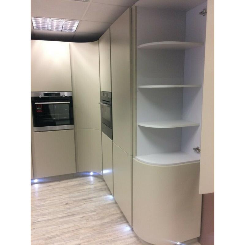 Denby Matt Lacquered Ex Display Bespoke Hand-less Kitchen - With New Appliances