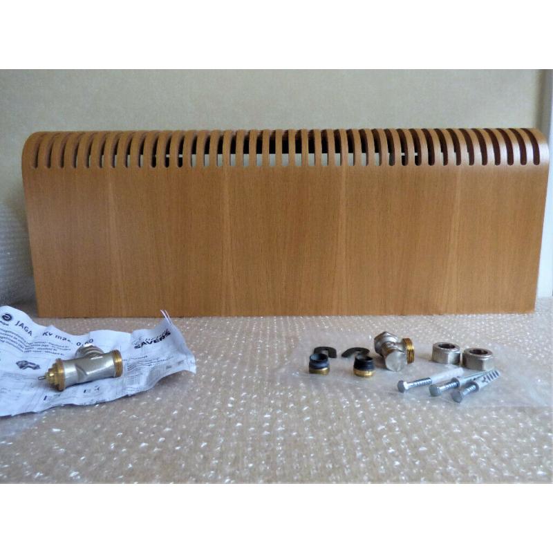 Energy Saver Low-H2O Radiator 30 x 80cm, Oak Knockonwood & Jaga TRV