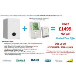 Worcester Bosch 2000 25 / 30 KW BOILER INSTALLATION Supply & Fit & FREE Digital Room Stat.