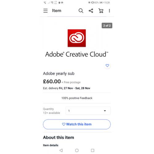 Adobe 1 year subscription key.