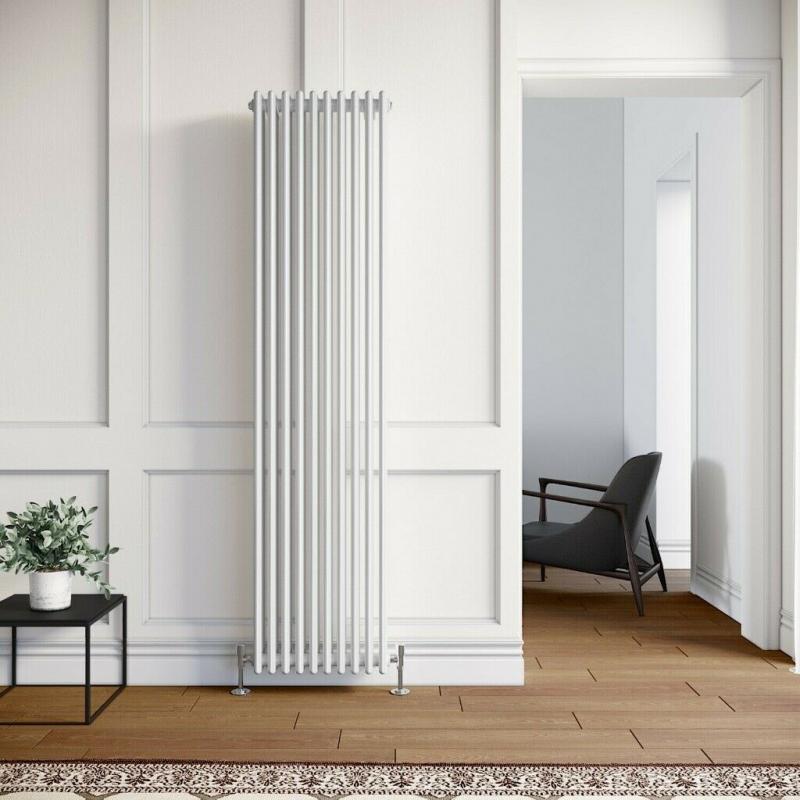 +SALE+ 1800x470mm White 2 Column Vertical Traditional Radiator