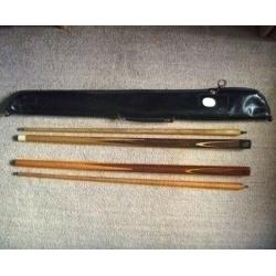 Two Vintage 2-piece Snooker / Pool Cues ? Excellent Condition - Soft Carry Case - Riley - Pot Black