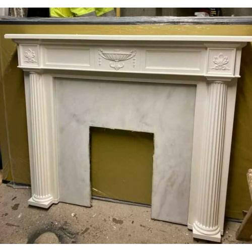 White Fire Surround With Marble Backboard and Hearth