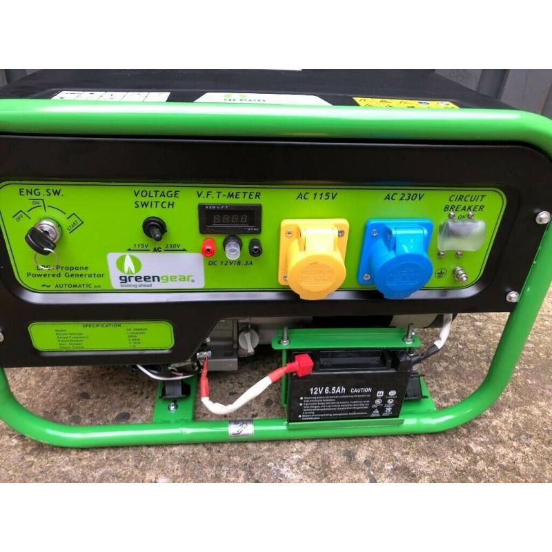 Green Gear LPG 3kW Generator - New (unused)