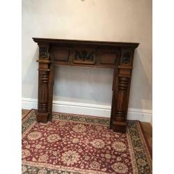 Edwardian style Mahogany fire surround with cast iron inlay