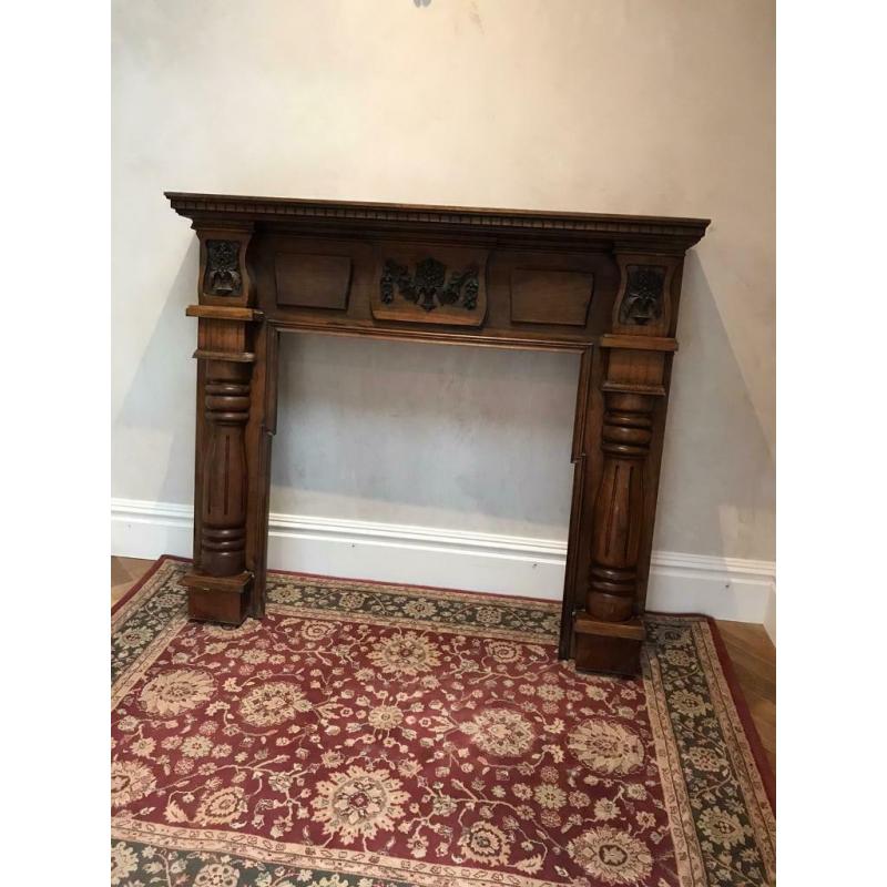 Edwardian style Mahogany fire surround with cast iron inlay