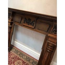 Edwardian style Mahogany fire surround with cast iron inlay