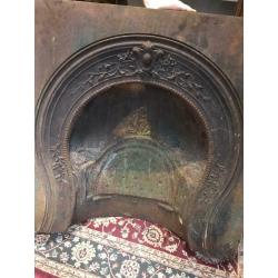 Edwardian style Mahogany fire surround with cast iron inlay