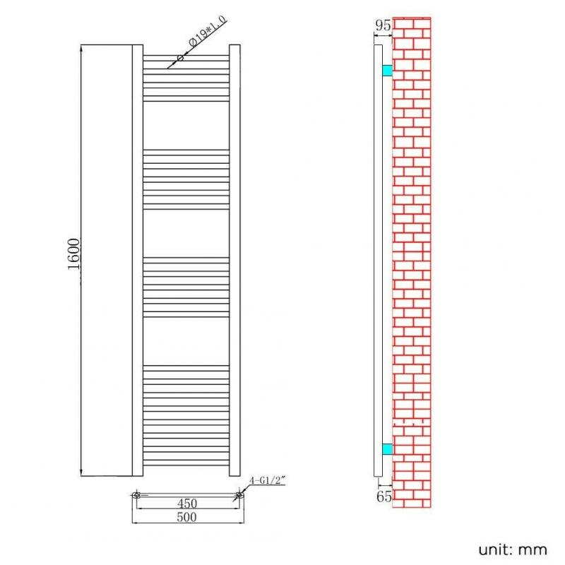 1600x600mm Chrome Straight Heated Bathroom Towel Radiator RRP ?320.00 OUR PRICE ONLY ?80.00