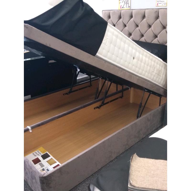 Ottoman storage bed in double, complete bed, can be made in any colour