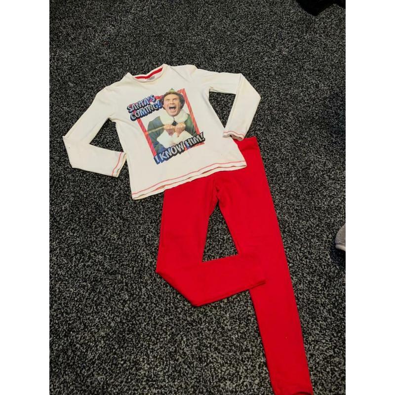 Girls elf Christmas pjs