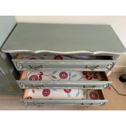 Chest of Drawers Vintage Hand Painted in Anne Sloane Duck Egg Blue
