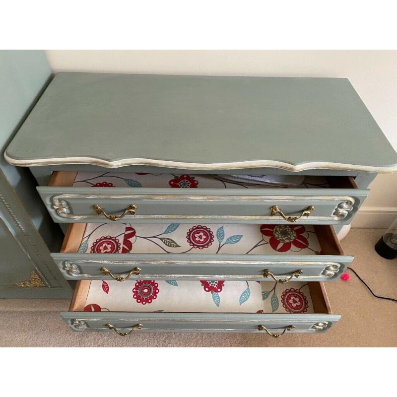 Chest of Drawers Vintage Hand Painted in Anne Sloane Duck Egg Blue