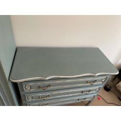 Chest of Drawers Vintage Hand Painted in Anne Sloane Duck Egg Blue