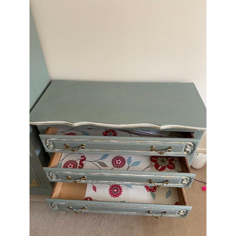 Chest of Drawers Vintage Hand Painted in Anne Sloane Duck Egg Blue