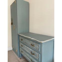 Chest of Drawers Vintage Hand Painted in Anne Sloane Duck Egg Blue