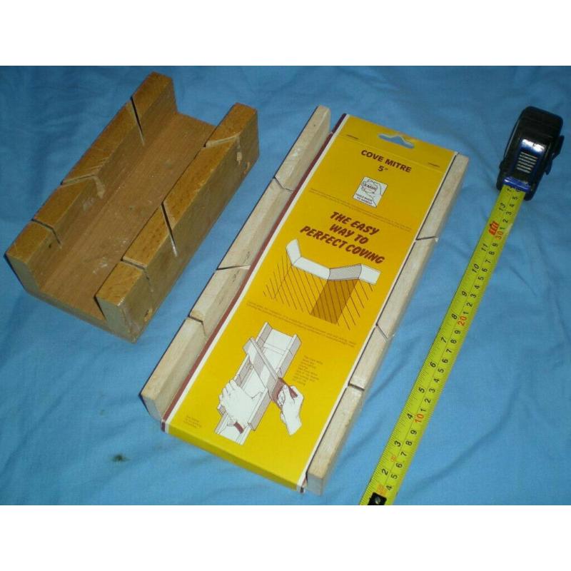 Emir 5" wooden mitre, coving mitre with instructions for cutting angles+regular 45angle mitre block.