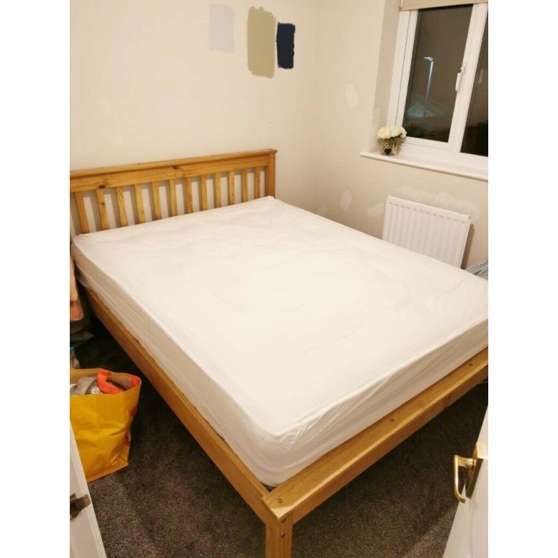 Solid wood King size bed and mattress