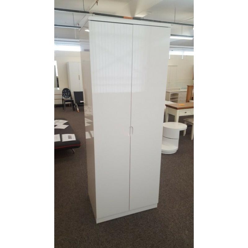 Manhattan White High Gloss 2 Door Wardrobe By Julian Bowen Can Deliver