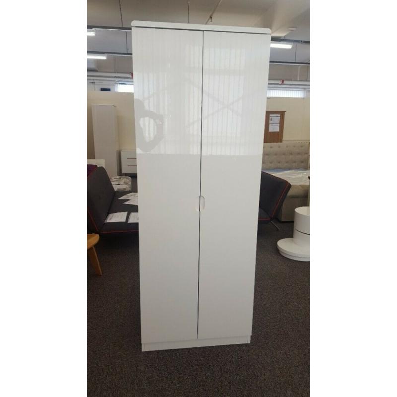 Manhattan White High Gloss 2 Door Wardrobe By Julian Bowen Can Deliver
