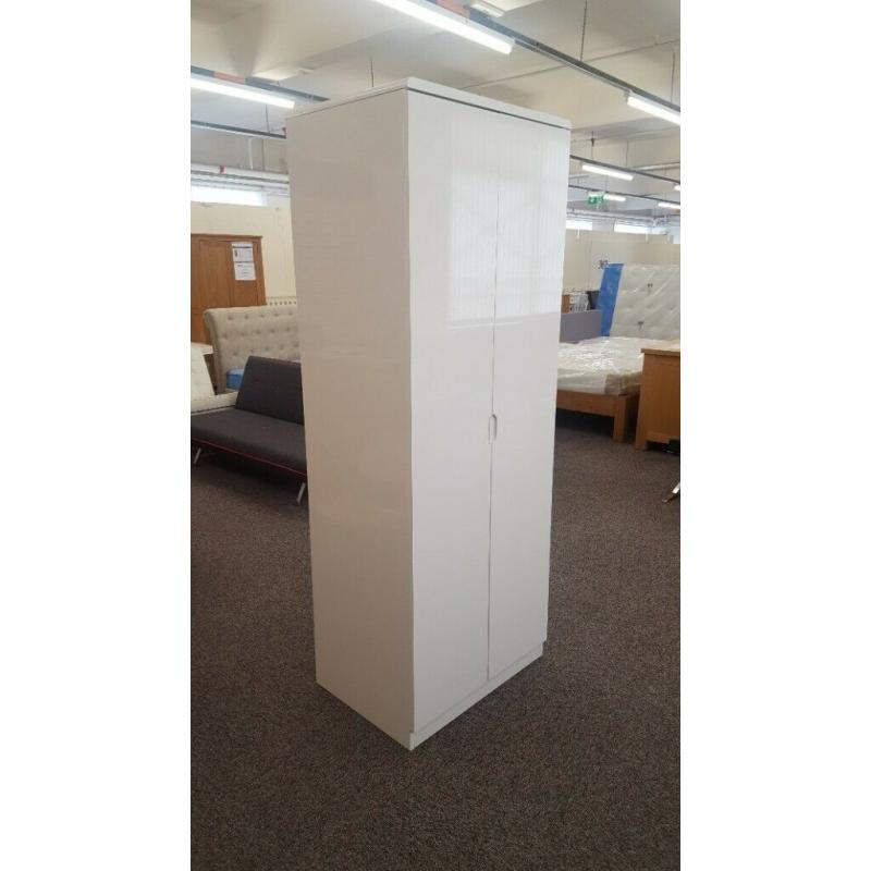 Manhattan White High Gloss 2 Door Wardrobe By Julian Bowen Can Deliver