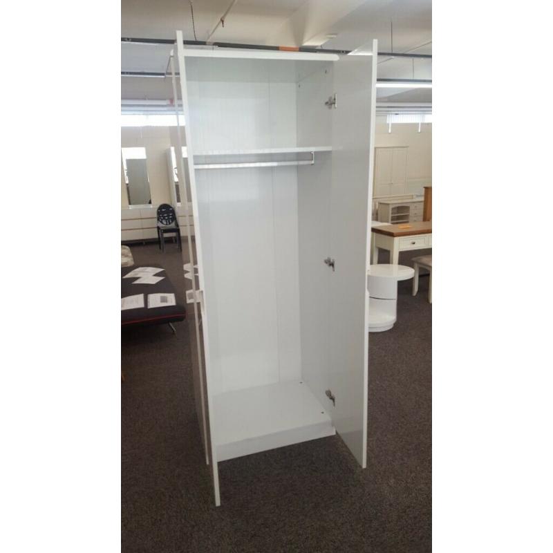 Manhattan White High Gloss 2 Door Wardrobe By Julian Bowen Can Deliver