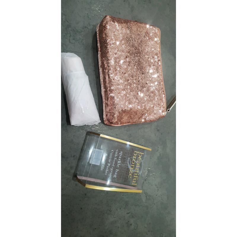 New beautiful bronze sparkle bag