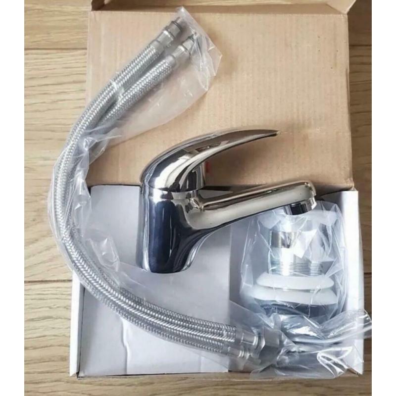 Turn Lever Action Mono Rio Basin Mixer Chrome Tap & Sprung Waste